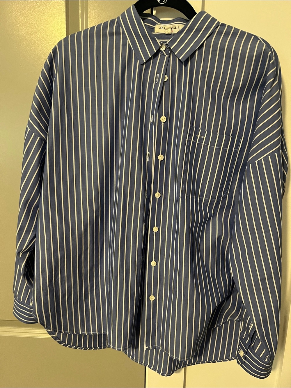 Alex Mill Blue and White Vertical Stripe Button-Down Shirt